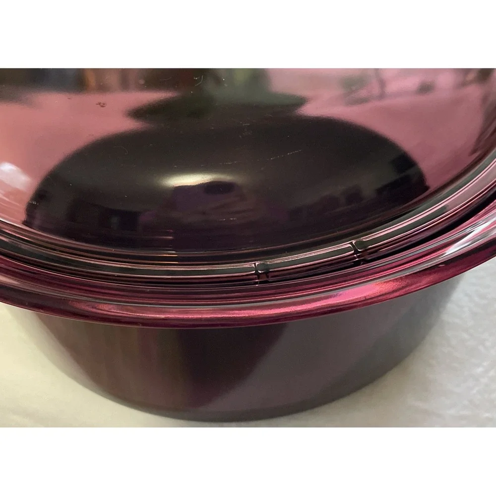 Corning Visions Cranberry Dutch Oven Stock Pot 5L Non Stick Pyrex Lid Very Good